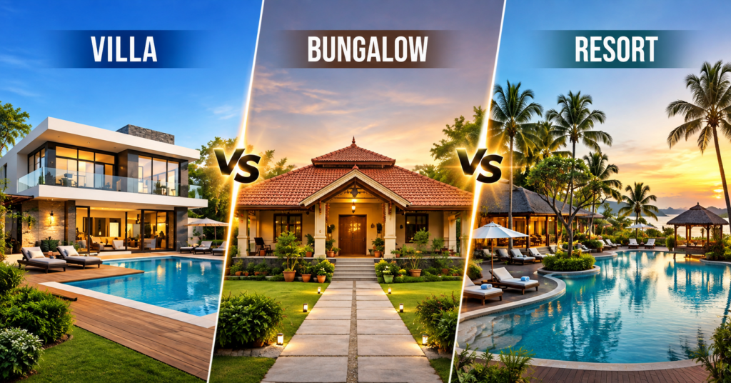 villa vs bungalows vs resort